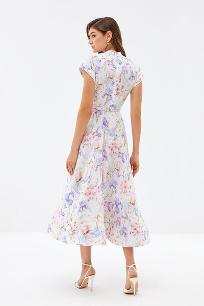 Reyanna™ | Floral Single Breasted Stand Collar Midi Dress