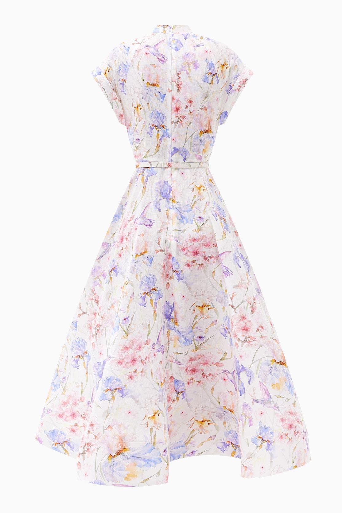 Reyanna™ | Floral Single Breasted Stand Collar Midi Dress