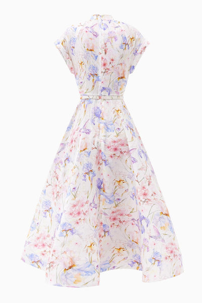 Reyanna™ | Floral Single Breasted Stand Collar Midi Dress