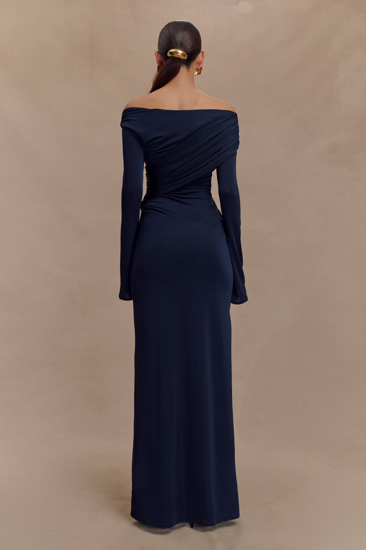 Reyanna™ | Jersey Gathering Off-Shoulder Maxi Dress