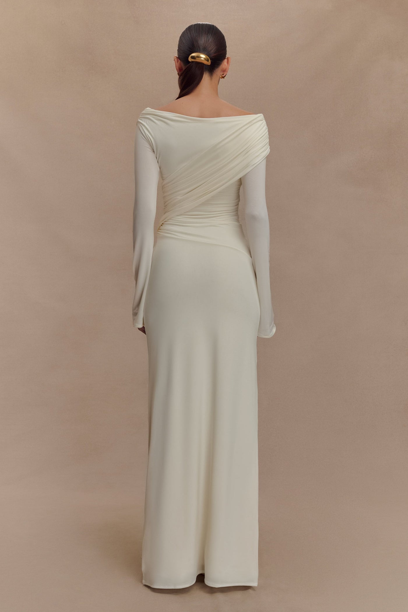 Reyanna™ | Jersey Gathering Off-Shoulder Maxi Dress