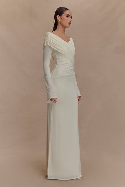 Reyanna™ | Jersey Gathering Off-Shoulder Maxi Dress