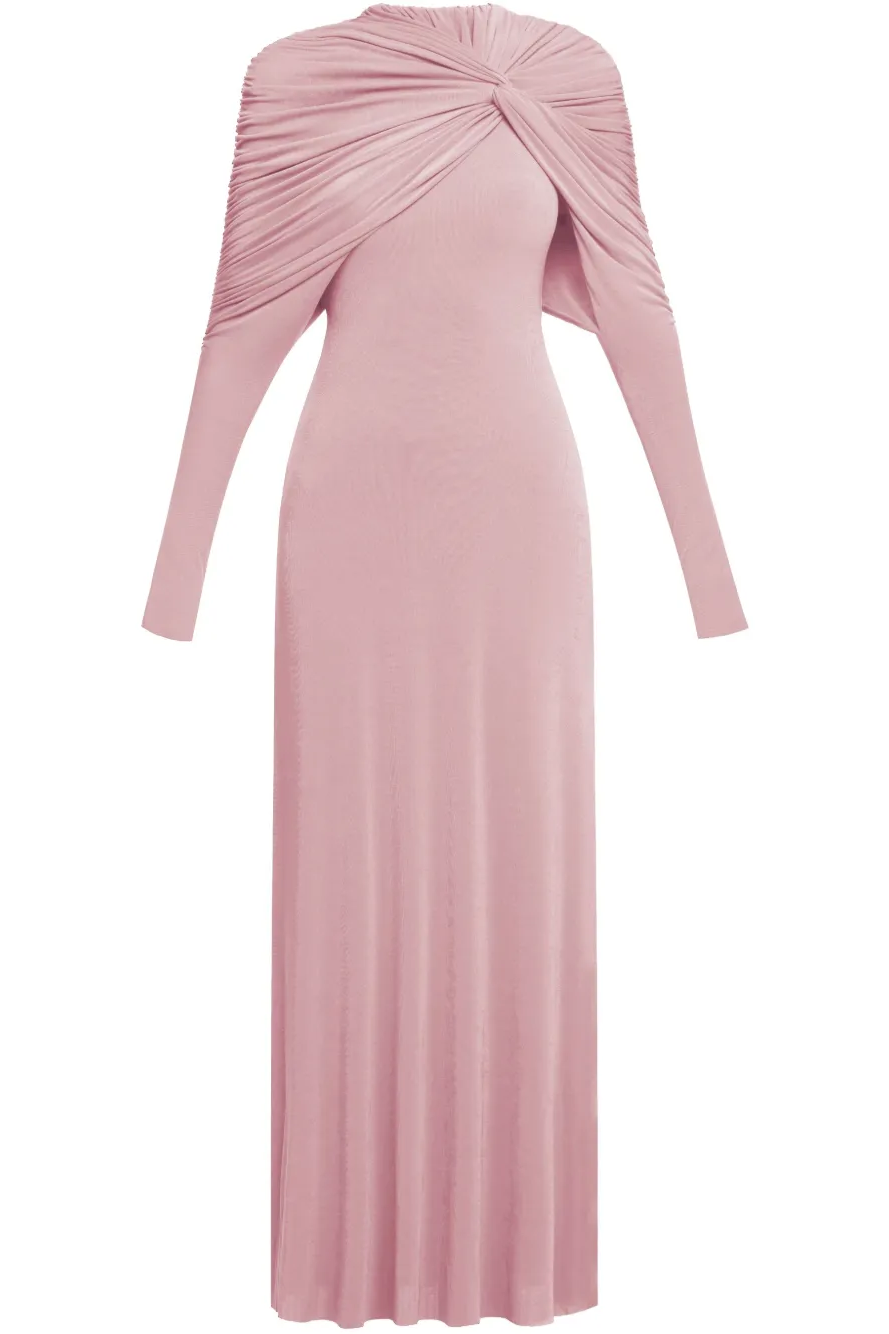 Reyanna™ | Jersey Knotted Long Sleeve Maxi Dress