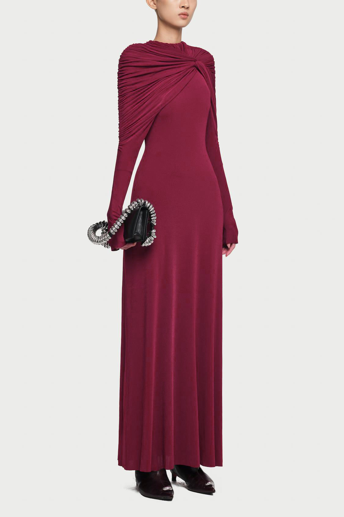 Reyanna™ | Jersey Knotted Long Sleeve Maxi Dress