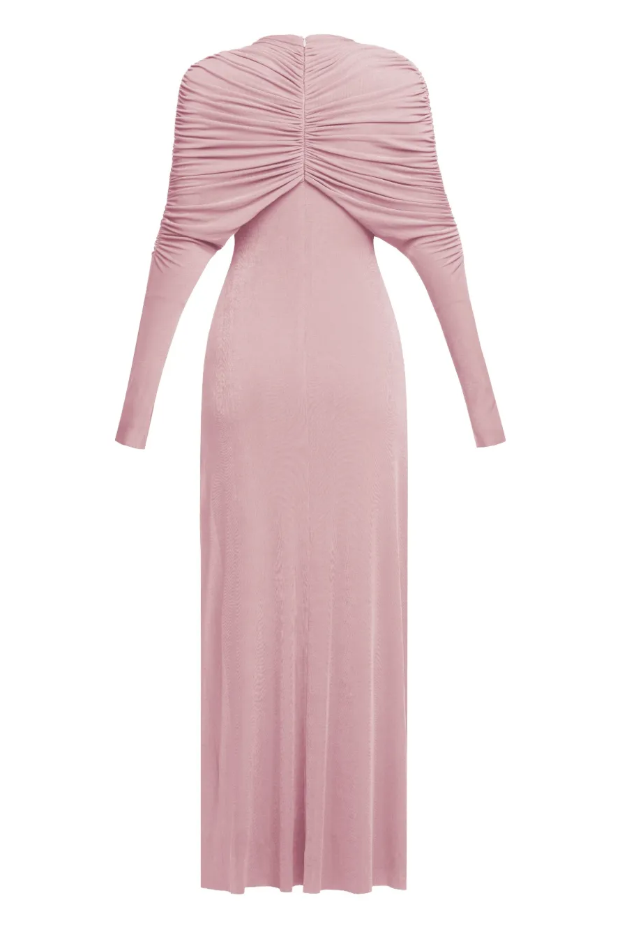 Reyanna™ | Jersey Knotted Long Sleeve Maxi Dress