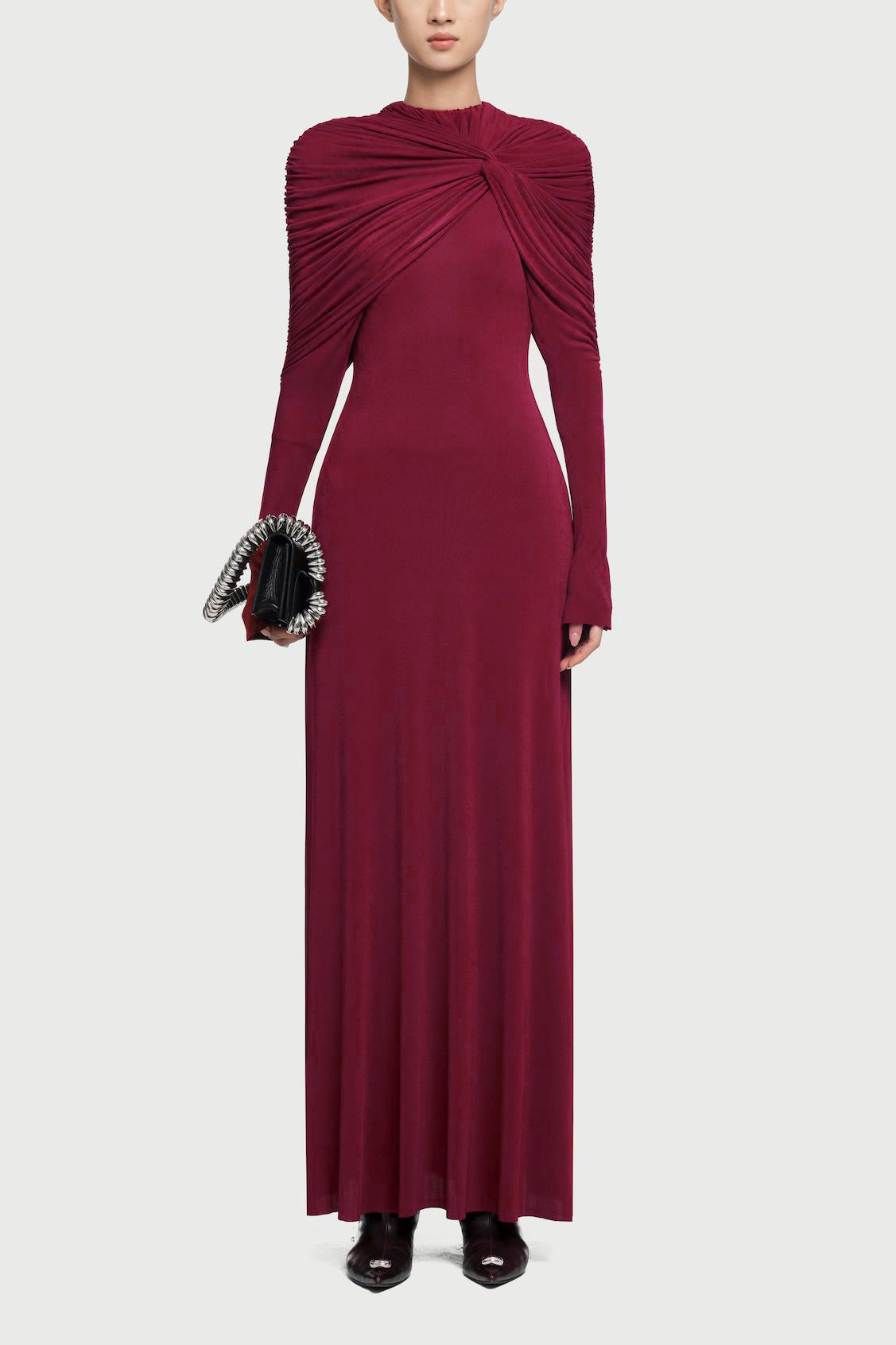 Reyanna™ | Jersey Knotted Long Sleeve Maxi Dress