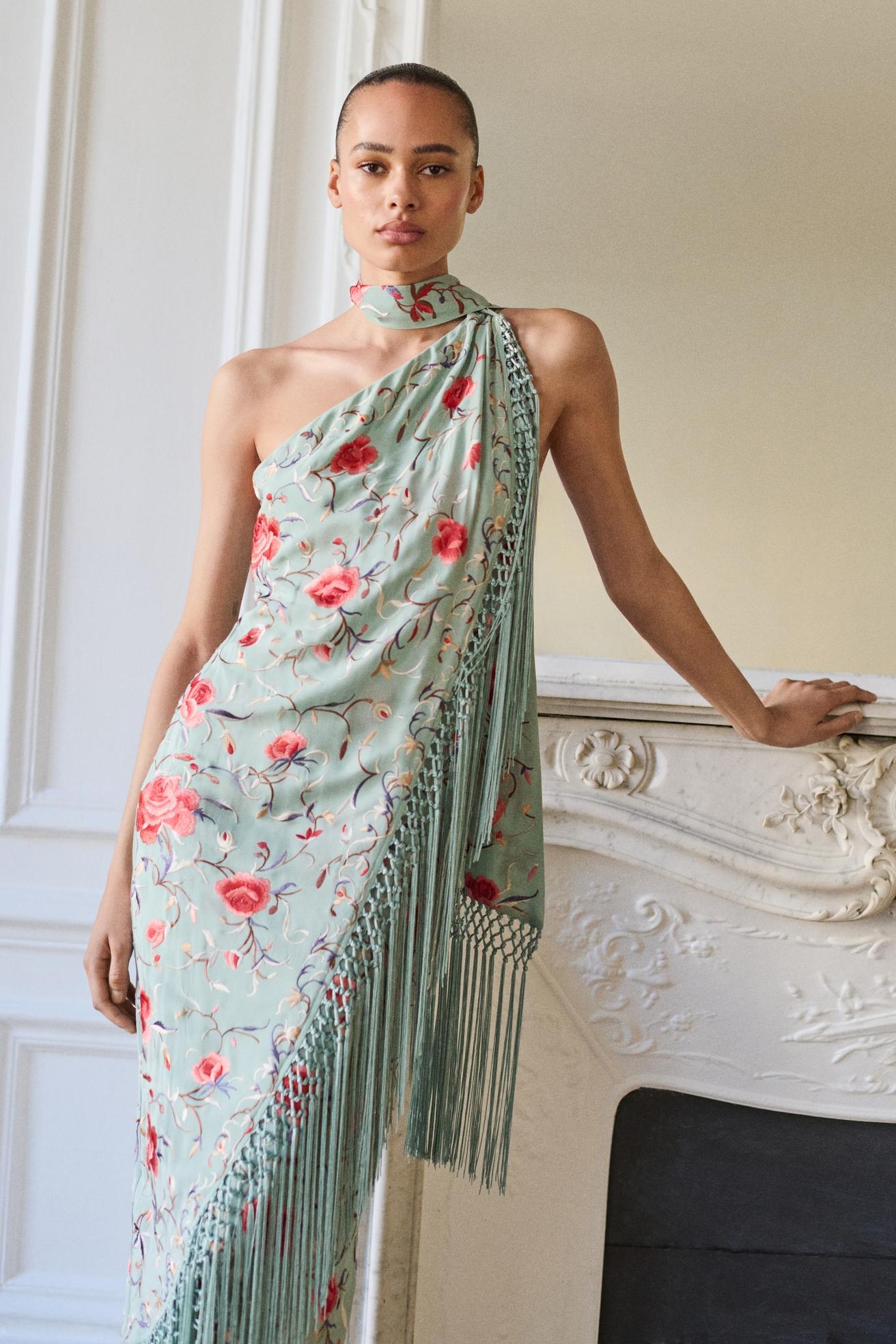 Reyanna™ | Floral Tassel Halter Neck Midi Dress