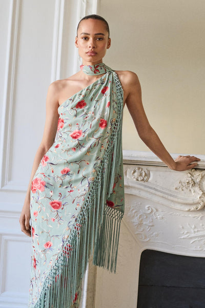 Reyanna™ | Floral Tassel Halter Neck Midi Dress