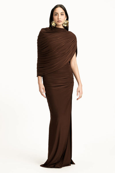 Reyanna™ | Jersey Gathering Asymmetrical Maxi Dress