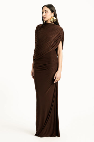 Reyanna™ | Jersey Gathering Asymmetrical Maxi Dress