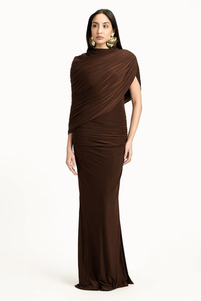 Reyanna™ | Jersey Gathering Asymmetrical Maxi Dress
