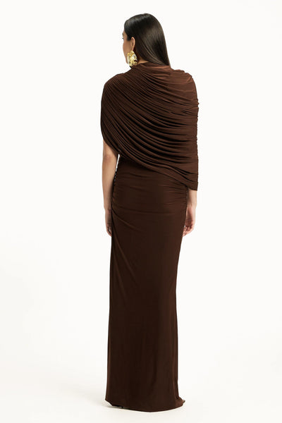 Reyanna™ | Jersey Gathering Asymmetrical Maxi Dress