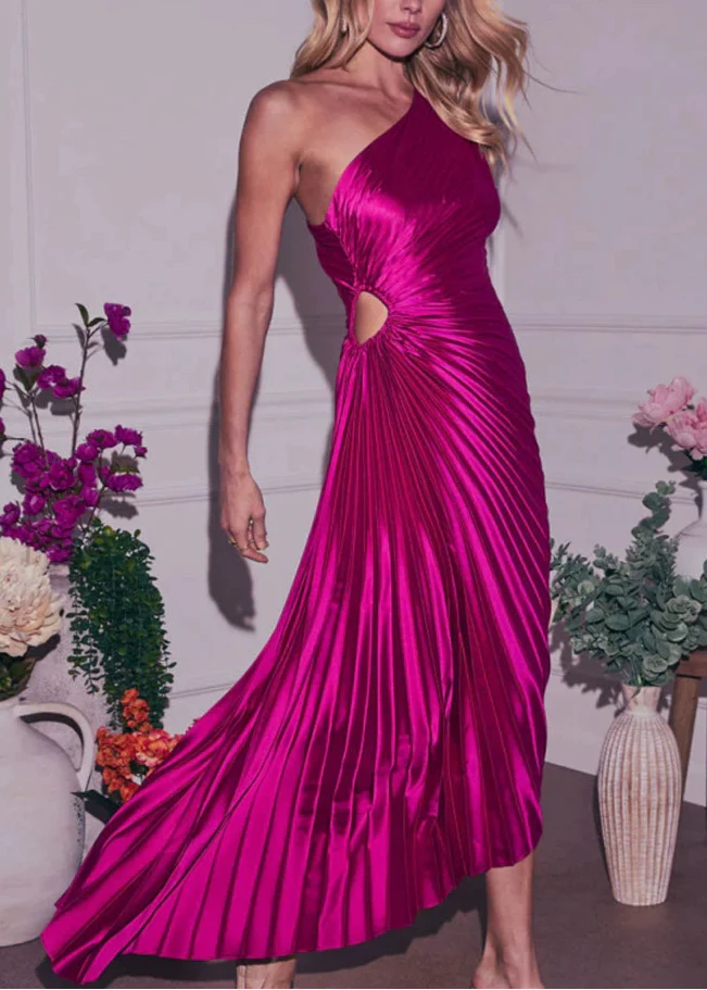 Reyanna™ | Bold In Pleat Satin Cutout Long Dress