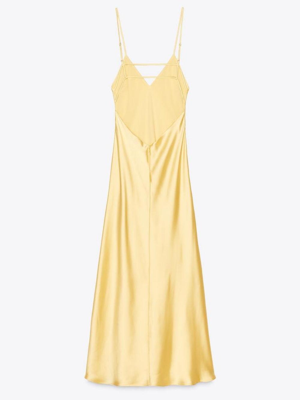Reyanna™ | Satin Midi Dress - Yellow
