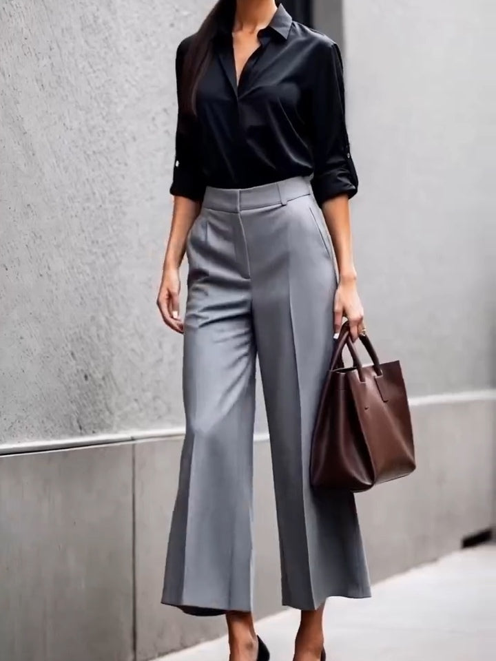 Reyanna™ | Classic Black Long-sleeved Shirt