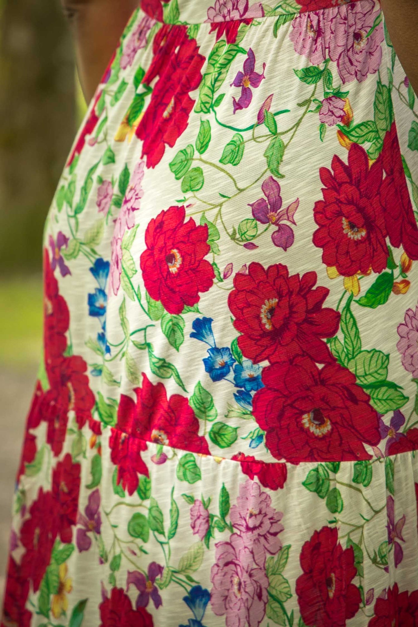 Soft flourish midi jersey dress - Red flowers