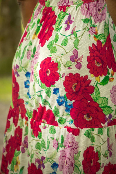 Soft flourish midi jersey dress - Red flowers