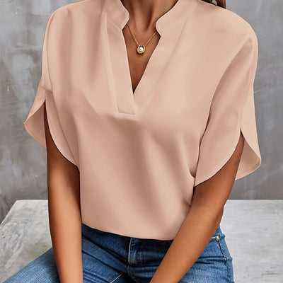 Reyanna |Sofia | Enfärgad blus med V-ringning