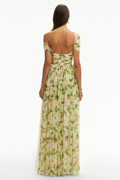 Reyanna™ | Floral Skew Collar Chiffon Maxi Dress