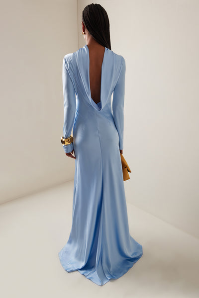 Reyanna™ | Satin Swing Collar Solid Maxi Dress