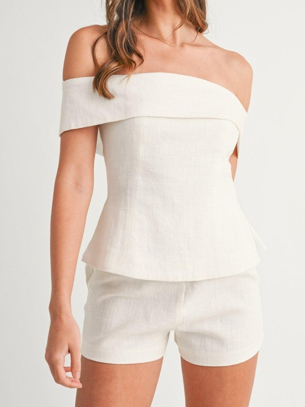 Reyanna™ | White Cotton and Linen Two-piece Suit