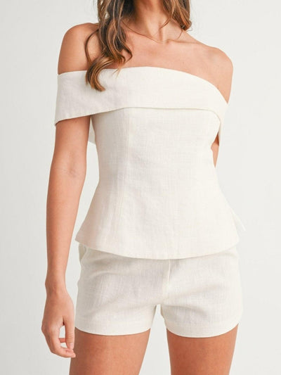 Reyanna™ | White Cotton and Linen Two-piece Suit