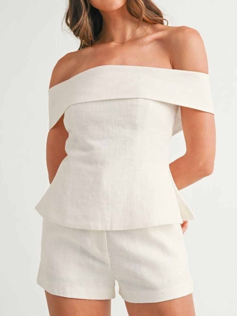 Reyanna™ | White Cotton and Linen Two-piece Suit