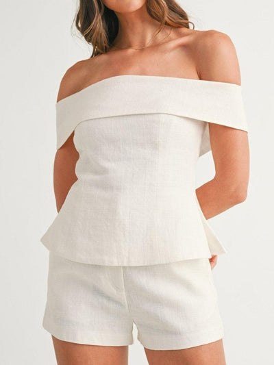 Reyanna™ | White Cotton and Linen Two-piece Suit