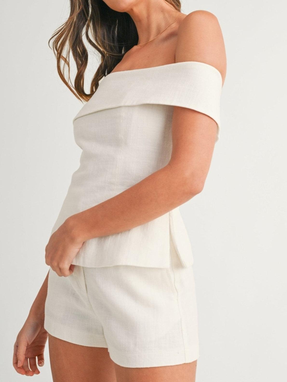 Reyanna™ | White Cotton and Linen Two-piece Suit