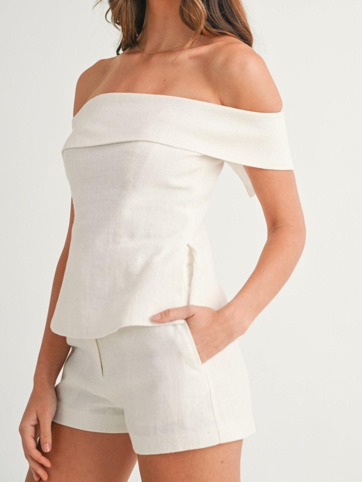 Reyanna™ | White Cotton and Linen Two-piece Suit