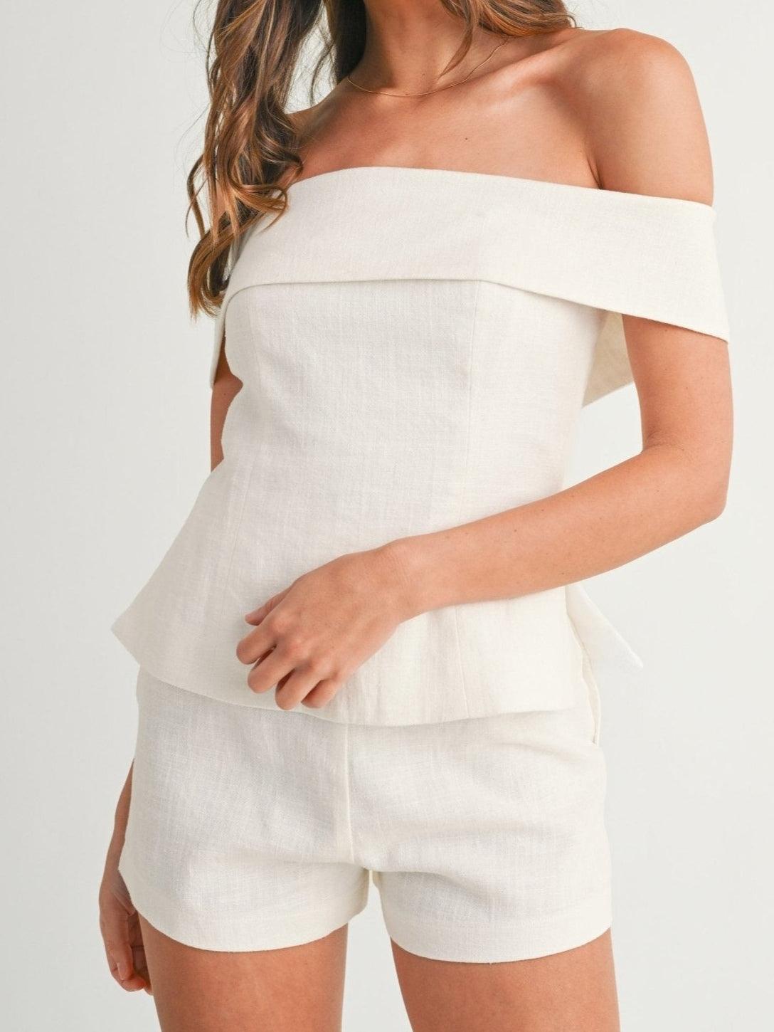 Reyanna™ | White Cotton and Linen Two-piece Suit