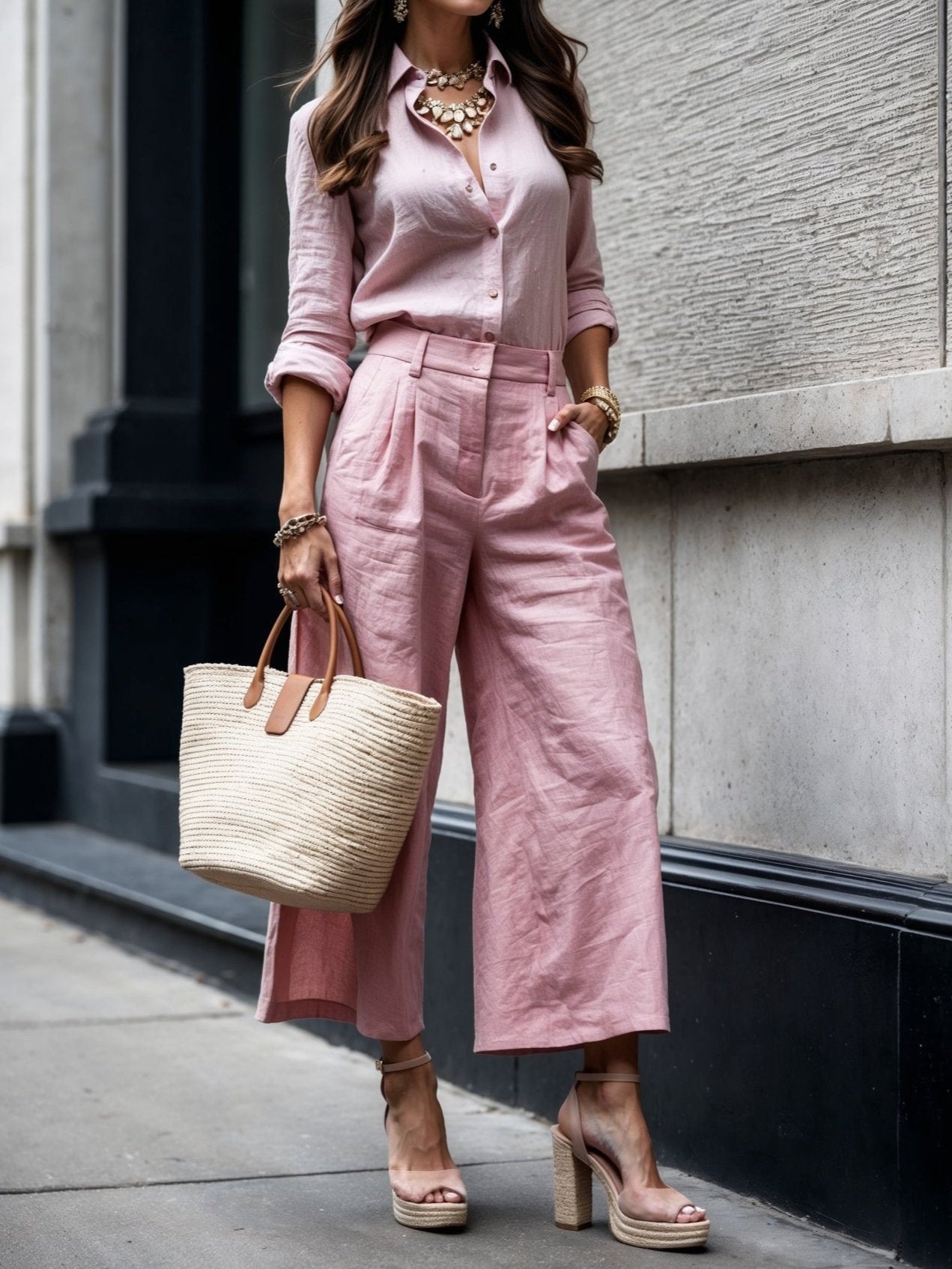 Reyanna™ | Pink Capri Pants and Loose Shirt Set