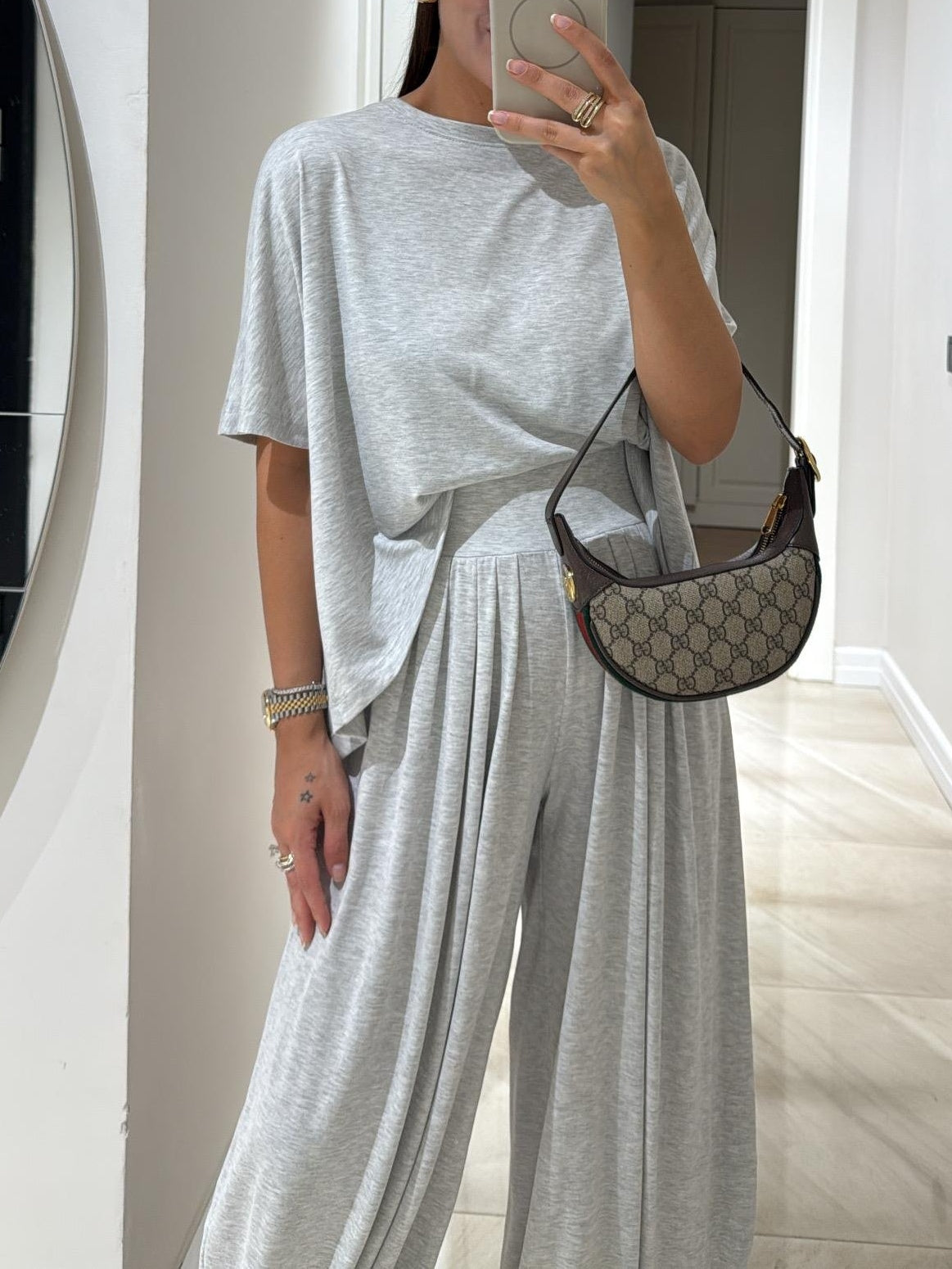 Reyanna™ | Light Grey Casual Top and Wide-leg Pants Set