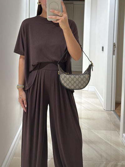 Reyanna™ | Light Grey Casual Top and Wide-leg Pants Set