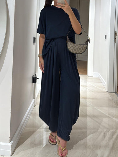 Reyanna™ | Light Grey Casual Top and Wide-leg Pants Set