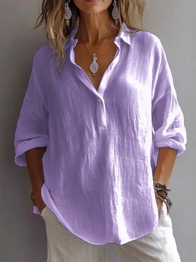 Reyanna™ | Casual Loose Long Sleeve Linen V-Neck Shirt