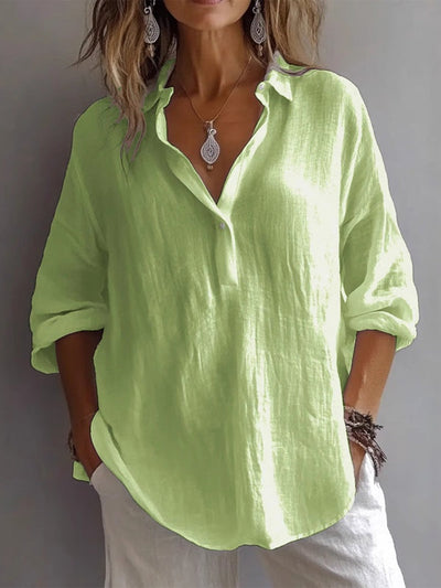 Reyanna™ | Casual Loose Long Sleeve Linen V-Neck Shirt