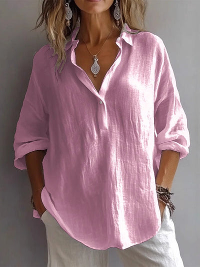 Reyanna™ | Casual Loose Long Sleeve Linen V-Neck Shirt