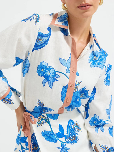 Reyanna™ | Elegant Blue Floral Paisley Pattern Shirt