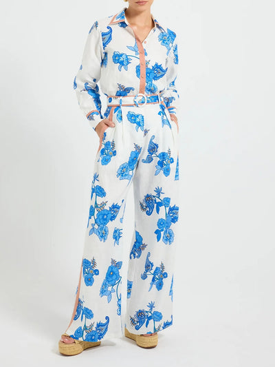 Reyanna™ | Elegant Blue Floral Paisley Pattern Shirt