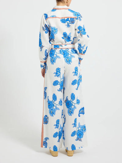 Reyanna™ | Elegant Blue Floral Paisley Pattern Shirt