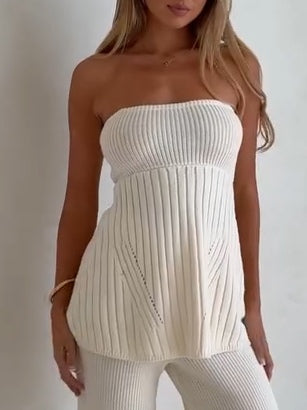 Reyanna™ | Apricot Ribbed Knit Bandeau Top