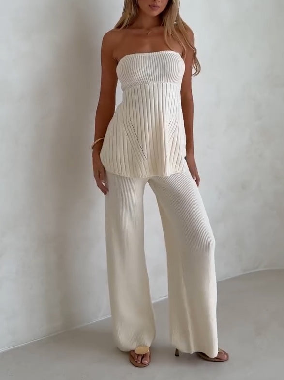 Reyanna™ | Apricot Ribbed Knit Bandeau Top