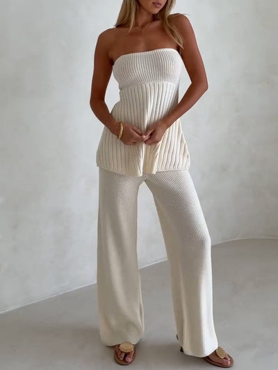 Reyanna™ | Apricot Ribbed Knit Bandeau Top