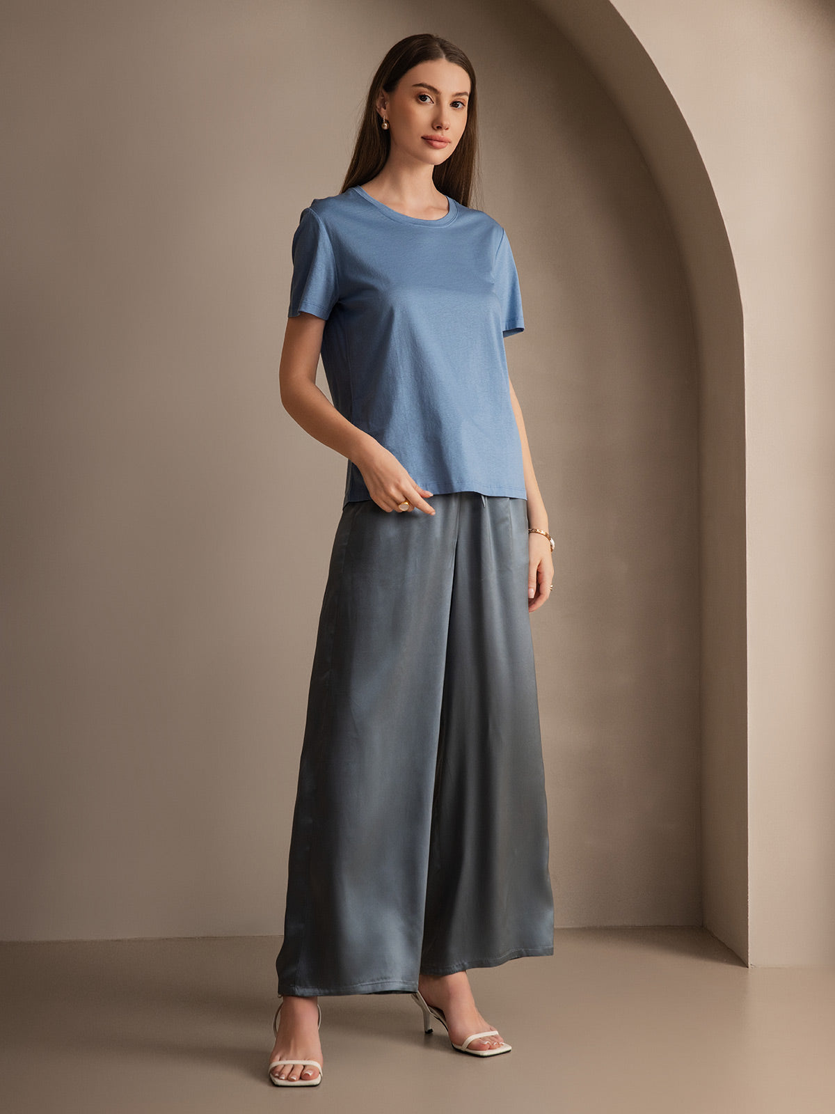 Reyanna™ | Ren Silke Avslappnad Elastisk Midja Byxa