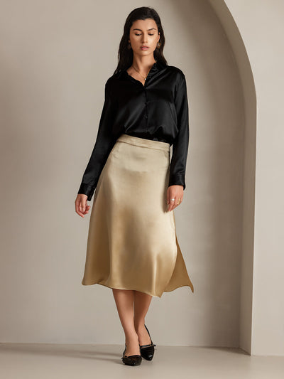 Reyanna™ | Siden Enfärgad Elegant Kjol Med Sprund