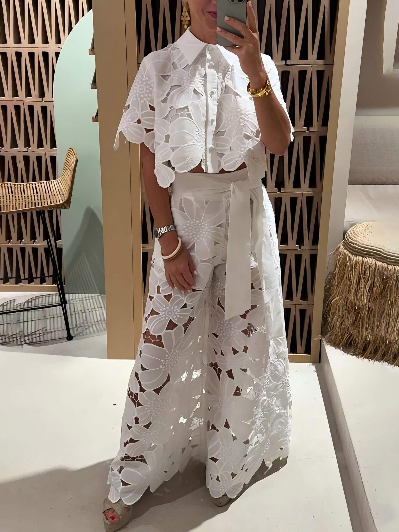 Reyanna™ | Exquisite floral embroidery sexy hollow suit