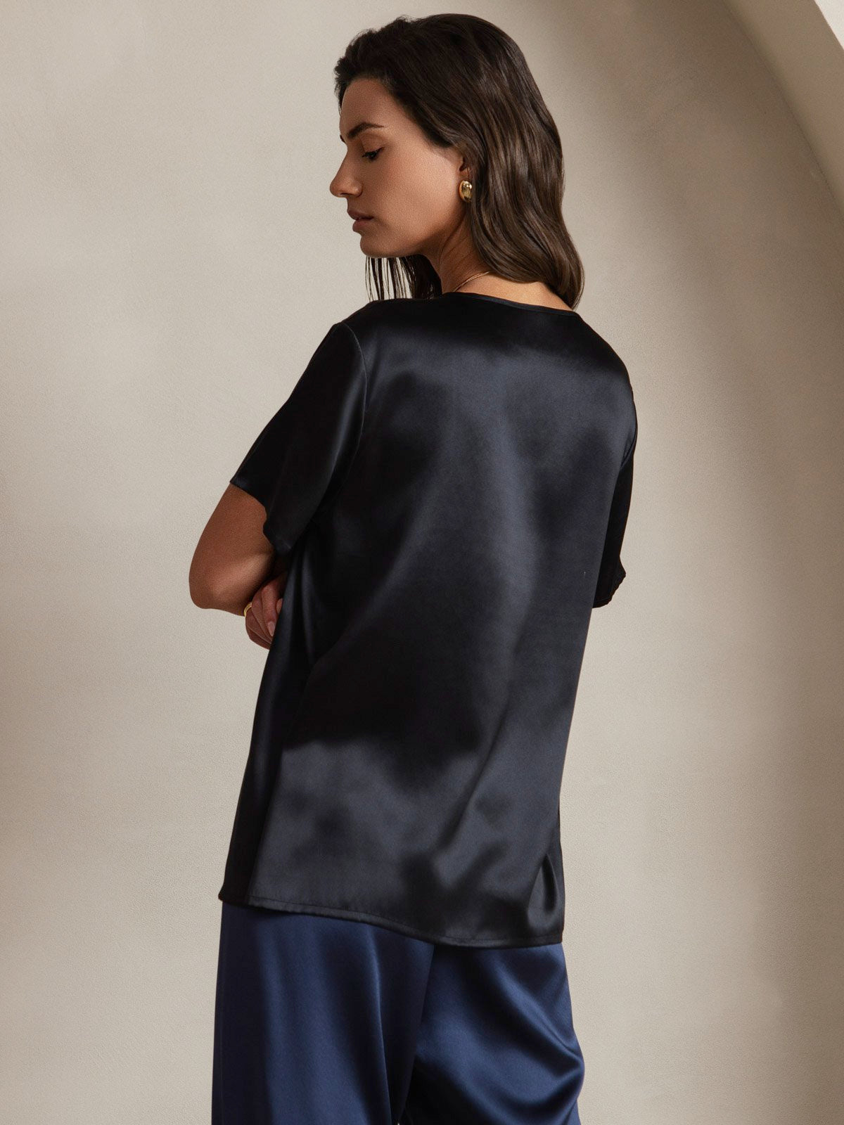 Reyanna™ | Ren siden Kort Ärme T-shirt (byxor ingår ej)