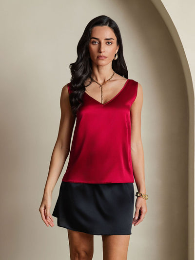 Reyanna™ | Silke V-ringning Tirantes Camiseta Top