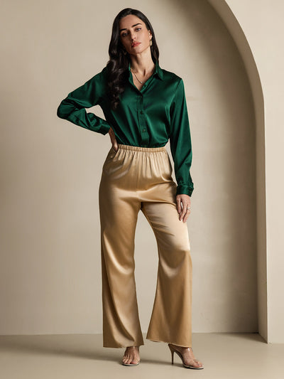 Dam 19 Momme Mulberry Silke Elegant Långärmad Skjorta
